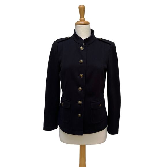 Talbots Military Blazer Jacket Sz 6 Black Button Down Pockets Classic Careerwear - Picture 1 of 15